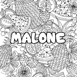 Coloración del nombre MALONE - decorado mandala de frutas