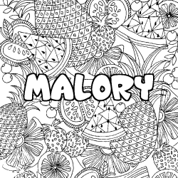 Coloración del nombre MALORY - decorado mandala de frutas