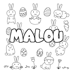 Coloración del nombre MALOU - decorado Pascua