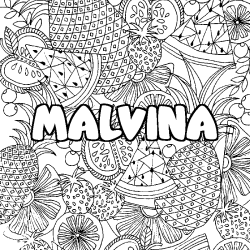 Coloración del nombre MALVINA - decorado mandala de frutas