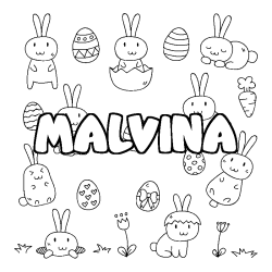 Coloración del nombre MALVINA - decorado Pascua