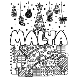 Coloración del nombre MALYA - decorado árbol de Navidad y regalos