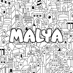 Coloración del nombre MALYA - decorado ciudad