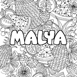 Coloración del nombre MALYA - decorado mandala de frutas