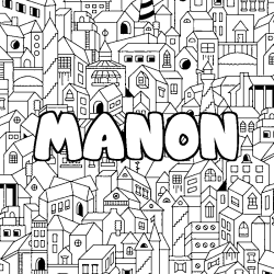 Coloración del nombre MANON - decorado ciudad