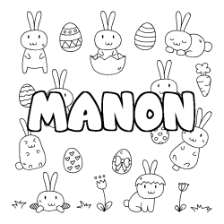 Coloración del nombre MANON - decorado Pascua