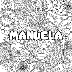 Coloración del nombre MANUELA - decorado mandala de frutas