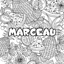 Coloración del nombre MARCEAU - decorado mandala de frutas