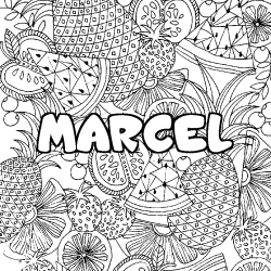 Coloración del nombre MARCEL - decorado mandala de frutas