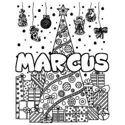 Coloración del nombre MARCUS - decorado árbol de Navidad y regalos