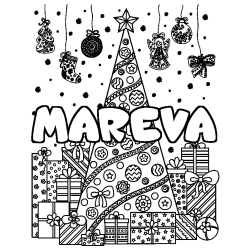 Coloración del nombre MAREVA - decorado árbol de Navidad y regalos