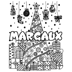 Coloración del nombre MARGAUX - decorado árbol de Navidad y regalos