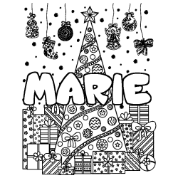 Coloración del nombre MARIE - decorado árbol de Navidad y regalos