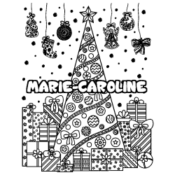 Coloración del nombre MARIE-CAROLINE - decorado árbol de Navidad y regalos