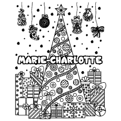 Coloración del nombre MARIE-CHARLOTTE - decorado árbol de Navidad y regalos