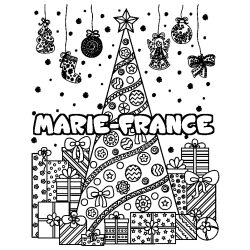 Coloración del nombre MARIE-FRANCE - decorado árbol de Navidad y regalos