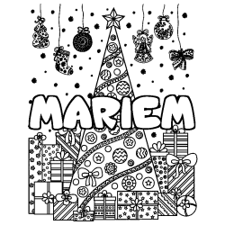 Coloración del nombre MARIEM - decorado árbol de Navidad y regalos