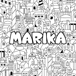 Coloración del nombre MARIKA - decorado ciudad