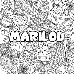 Coloración del nombre MARILOU - decorado mandala de frutas