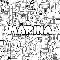 Coloración del nombre MARINA - decorado ciudad