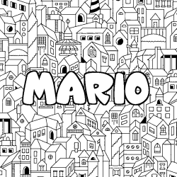 Coloración del nombre MARIO - decorado ciudad