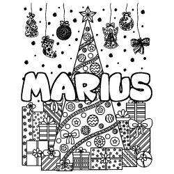 Coloración del nombre MARIUS - decorado árbol de Navidad y regalos