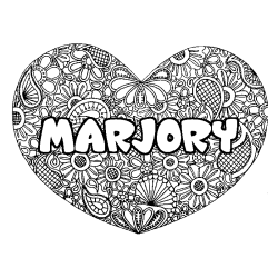 Coloración del nombre MARJORY - decorado mandala de corazón