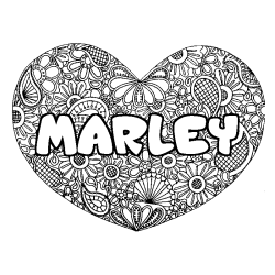 Coloración del nombre MARLEY - decorado mandala de corazón