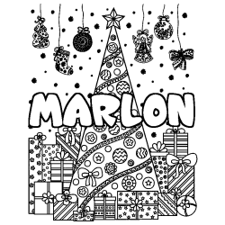 Coloración del nombre MARLON - decorado árbol de Navidad y regalos