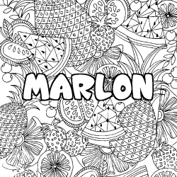 Coloración del nombre MARLON - decorado mandala de frutas