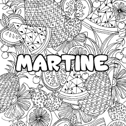 Coloración del nombre MARTINE - decorado mandala de frutas