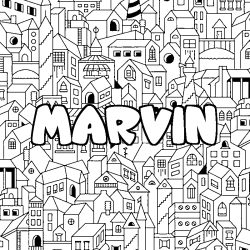 Coloración del nombre MARVIN - decorado ciudad