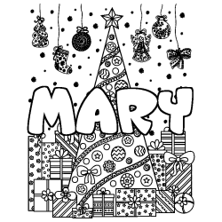 Coloración del nombre MARY - decorado árbol de Navidad y regalos