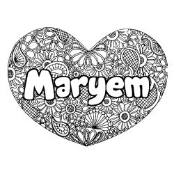 Coloración del nombre Maryem - decorado mandala de corazón