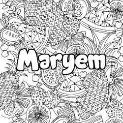 Coloración del nombre Maryem - decorado mandala de frutas