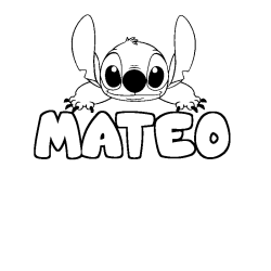 Coloración del nombre MATEO - decorado Stitch