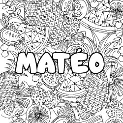 Coloración del nombre MATÉO - decorado mandala de frutas