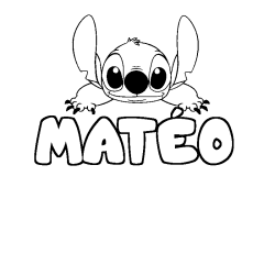 Coloración del nombre MATÉO - decorado Stitch