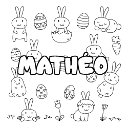 Coloración del nombre MATHÉO - decorado Pascua