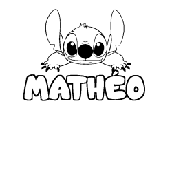 Coloración del nombre MATHÉO - decorado Stitch