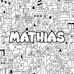 Coloración del nombre MATHIAS - decorado ciudad