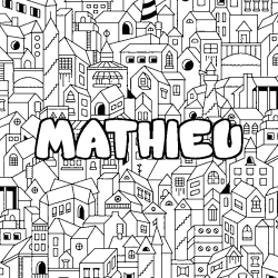 Coloración del nombre MATHIEU - decorado ciudad