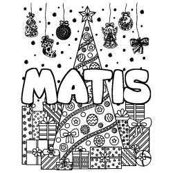 Coloración del nombre MATIS - decorado árbol de Navidad y regalos