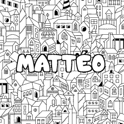 Coloración del nombre MATTÉO - decorado ciudad