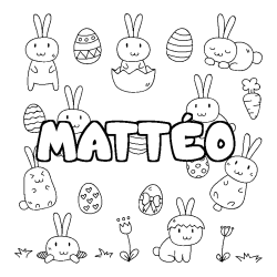 Coloración del nombre MATTÉO - decorado Pascua