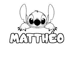 Coloración del nombre MATTHÉO - decorado Stitch