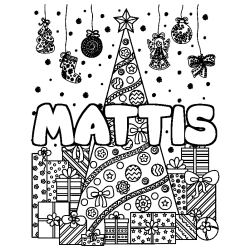 Coloración del nombre MATTIS - decorado árbol de Navidad y regalos