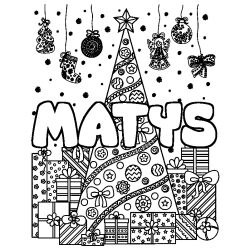 Coloración del nombre MATYS - decorado árbol de Navidad y regalos