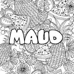 Coloración del nombre MAUD - decorado mandala de frutas