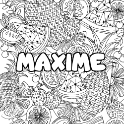 Coloración del nombre MAXIME - decorado mandala de frutas